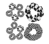 FRCOLOR 12pcs Checkered Scrunchies for Women Black White Plaid Elastic Hair Ties Ponytail Holders for Daily Styling and Versatile Hairstyles