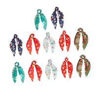 FRCOLOR 12pcs Christmas Ponytail Holders White Scrunchies Hair Bands for Women