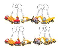 FRCOLOR 12pcs Construction Party Keychains Excavator Bulldozer Cement Truck Tractor Key Ring Favors for Showers Birthday Parties and Events Stylish and Designs