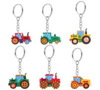 FRCOLOR 12PCS Cute Farm Tractor Keychains Cartoon Key Ring Decorations for Backpack Classroom Prizes Harvest Season Party Favors Fun Keychains for Boys