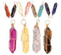 FRCOLOR 12pcs DIY Pendant Necklace Pendant Hexagonal Accessory Charm Copper Stone Material Assorted style Beautiful Interesting Appearance Dangling Decorations Wide Range of Use for Crafting