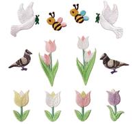 FRCOLOR 12pcs Embroidered Birds Patch for Clothes Iron on Patch Polyester Material for Mending Clothes for DIY Decoration