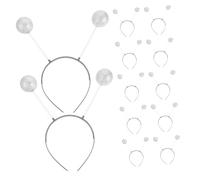 FRCOLOR 12pcs Glitter Ball Headbands for Party Martian Antenna Boppers with Secure Non-slip Fit Sparkly Silver Space Theme Costume Accessories for Women