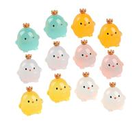 FRCOLOR 12pcs Glow the Dark Resin Miniature Chicks Cartoon Tiny Animals Figurines for Garden Landscape Wear Resistant Craft Decorations Chicken Lovers