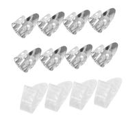 FRCOLOR 12pcs Guitar Thumb Pick Fingerstyle Set White Celluloid Thumb Picks Silver Metal Finger for Acoustic Electric Bass Banjo Ukulele