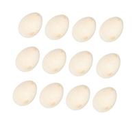 FRCOLOR 12PCS Hand Painted Wooden Emulation Eggs Lightweight DIY Easter Craft Props for Smooth Surface for Painting Graffiti and Creative Art Projects