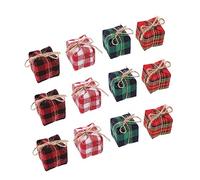 FRCOLOR 12Pcs Mini Gift Box Decorations for Dollhouse Miniature Xmas Present Ornaments Blue Green Red White Red Black Green and Cloth Material for Holiday Table Garden Party and Craft