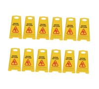 FRCOLOR 12pcs Miniature Caution Wet Floor Signs Realistic Dollhouse Safety Warning Labels for Role Play and Education Public Safety Awareness