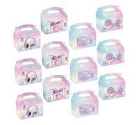 FRCOLOR 12pcs Music Theme Candy Boxes Drum and Radio Designs, White Cardboard Treat Bags for Birthday and Wedding Party Favors, Reusable Boxes for Bridal and Singer Decorations