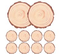 FRCOLOR 12pcs Natural Wood Log Discs with Bark 10-12cm Round Wooden Slices Unfinished for DIY Crafts Accessories and Outdoor Rustic Coasters