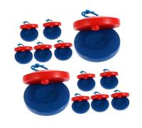 FRCOLOR 12pcs Orff Wooden Castanets Red Blue Shaker Musical Instrument for Boys and Girls Percussion Kit Wood Hand Clappers Musical Finger Castanets for Early Childhood Rhythm Learning