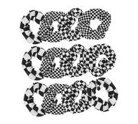 FRCOLOR 12pcs Plaid Hair Scrunchies for Women Elastic Black White Checkered Ponytail Holders Quick Styling Decorative Hair Ties for Daily Wear and Versatile Outfit Matching