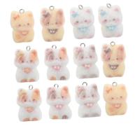 FRCOLOR 12pcs Resin Cat Charms with Flocking Soft Texture for DIY Jewelry Making Creative Kitten Keychain Pendants Versatile Animal Charms for Necklace Bracelet Phone Bag Accessories