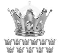 FRCOLOR 12pcs Silver Plated Crown Candy Boxes Decorative Refillable Candy Domes Party Treats Box for Wedding Birthday Shower Princess Themed Celebrations
