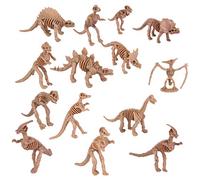 FRCOLOR 12PCS Simulation Dinosaur Skeleton, Plastic Dinosaur Bones for Kids, Light Brown Models for Halloween, Educational Dino Dig Supplies, 3.62 x 2.59 x 0.39 Inch