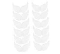 FRCOLOR 12pcs Small Luminous DIY Wings for Crafts and Costume Decoration Semi Transparent White Angel Wings Patches for Clothing Backpacks Xmas Tree Ornaments Party Accessories