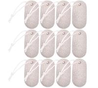 FRCOLOR 12pcs Small Pet Chew Set Mineral Volcanic Stones for Hamster Rabbit Teeth Grinding and Dental Care, Light Grey Oval Shape Suitable for Small Animals