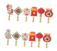 FRCOLOR 12pcs Spring Festival Bonsai Charms Dragon Pendant Paper Decorations Chinese Year Hanging Ornaments for Home Office Shop Festive Supplies