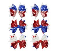 FRCOLOR 12pcs Star Shape Bowknot Hair Clips for Ribbon and Stainless Steel Material, Hairpins for Girl Independence Day Party Accessories Random Color