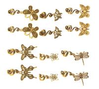 FRCOLOR 12pcs Vintage Metal Butterfly Hair Clips for Women Braids Dreadlock Cuffs Hair Jewelry Set Charm Rings