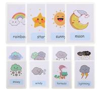 FRCOLOR 12Pcs Waterproof Weather Cognition Flash Cards for Kids Educational Learning Cards for Children Portable Sight Words Learning for Early Education