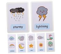 FRCOLOR 12Pcs Weather Word Flash Cards for Early Education Multi Function Sight Words Learning Cards Convenient for Preschool and Classroom Teaching