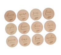 FRCOLOR 12pcs Wooden Commemorative Card Wood Discs Photo Props for Shower Decorations Neutral Double Sided Cards for Days Months Growth Record