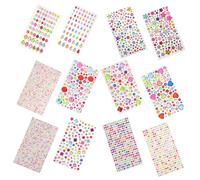 FRCOLOR 12sheets Decorative Gemstone Patches of Adhesive Rhinestone Sticker Assorted Star Heart Flower Teardrop Shapes for Crafts Diy Party Halloween Decor Eye Makeup Jewels