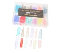 FRCOLOR 144pcs Macaron Color Nails Extension Tips Full Cover Long Artificial Fingernails Pre Shaped Curved Coffin Shape for DIY Home and Professional Salon Use