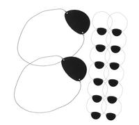 FRCOLOR 14pcs Black Felt Eye Patch Set with Elastic Strap Soft Breathable Lazy Eye Blindfolds for Children and Adults Reusable Pirate Eyepatches for Halloween Costume