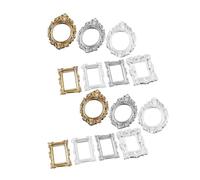 FRCOLOR 14pcs Mini Resin Frames for DIY Crafts Making, Square and Oval Retro Style Photo Frames for Phone Case Decor and Home Decoration