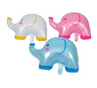 FRCOLOR 15pcs Elephant Foil Balloons Vibrant Aluminum Animal Theme Party Decorations for Birthday Shower Gender Reveal Indoor Outdoor Use with Blue White Colors