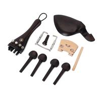 FRCOLOR 15pcs Violin Ebony Fittings Set with Tail Gut, Tailpiece, Chinrest, Endpin, and 4 Pegs - Orchestral String Instrument Accessories for Adult and Full-size Violins, Black