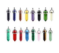 FRCOLOR 16 Pcs Crystal Stone Charm Hexagonal Shape Pendants Chic Style Add Charm Peace of Mind DIY Jewelry Making Keychain Pendant for Friends and Family Assorted style