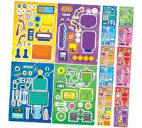 FRCOLOR 16 Sheets DIY Robot Puzzle Stickers for Funny Interactive Cartoon Decals Decorative Jigsaw Craft Stickers Birthday Party Favors and Home Wall Decoration