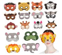 FRCOLOR 16pcs Animal Masks Paper Party Lightweight Cartoon Jungle Animal Masks for Costume Events Cosplay Photo Booths Birthday Decorations