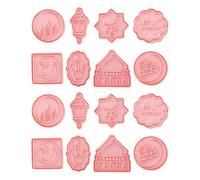 FRCOLOR 16pcs Eid Mubarak Cookie Mold Biscuit Cutter with 3D Design, Reusable Pp Material, Suitable for Dough Types, Easy to Use and Clean, for Eid Mubarak Party Favors and Ramadan Baking