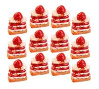 FRCOLOR 16Pcs Lifelike Fake Strawberry Cakes Realistic Decorative Cake Models for Home Decor Photography Props Wedding Party and Dessert Shop Displays