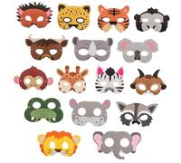 FRCOLOR 16pcs Paper Animal Masks Cute Cartoon Costume Masks for Birthday Parties Cosplay Events and Jungle Themed Celebrations Lightweight Easy to Assemble Fun Photo Props