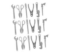 FRCOLOR 18pcs Scale Miniature Dollhouse Metal Tool Set with Portable Repair Tools for Dollhouse Decoration Pretend Play DIY Crafts and Miniature Scene Models