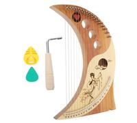 FRCOLOR 19-string Wooden Lyre Harp with Handheld Design and Moon Box Case - Metal String Handcrafted String Instrument for Music Education and Beginner Performance in Uk Random Color