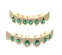 FRCOLOR 1pair Rhinestone Teeth Grill Metal Glass Diamond Removable Easy Application Eyecatching Design Hip Hop Rapper Style for Men Women Cosplay Hiphop Stage Performance Accessories