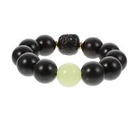 FRCOLOR 1Pc Ebony Wood Beads Bracelet for Health Spirituality Unisex Buddhist Jewelry with Fluorescent Beads for Nighttime Daily Wear for Family Friends