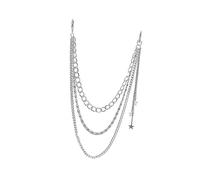 FRCOLOR 1Pc Fashionable Multi Layer Alloy Star Decoration Chain for Trousers Stylish Pants Chain Silver for Parties and Casual Occasions
