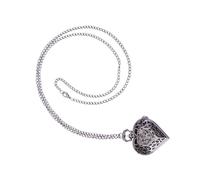 FRCOLOR 1Pc Heart Shaped Pocket Watch Retro Hollow Out Design Creative Black Quartz for Friends Family Elegant Vintage Accessory