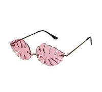 FRCOLOR 1Pc Leaf Shape Rimless Sunglasses for Parties and Photos Unique Pink Eyewear for Costumes and Celebrations Fun Fashion Accessory Comfortable Fit for Various Occasions