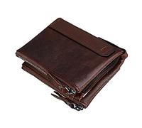 FRCOLOR 1pc Leather Wallet for Men Multifunctional Zipper Purse Short Style Brown Stylish Design Durable Material for Cards and Cash