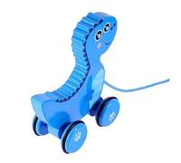 FRCOLOR 1Pc Wooden Dinosaur Pull Along for Educational Drag Car with Smooth Surface for Showers Birthdays and Christmas