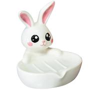 FRCOLOR 1pcs Soap Box Soap Holder Ceramic Bunny Compact Natural Drainage Fashionable Decorative Bathroom Accessory for Home Use