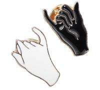 FRCOLOR 1set Promise Friendship Brooch Stylish Lapel Pins for Shirts Sweaters and Backpacks Black White Couple Pins to Embellish Your Outfit 2pcs